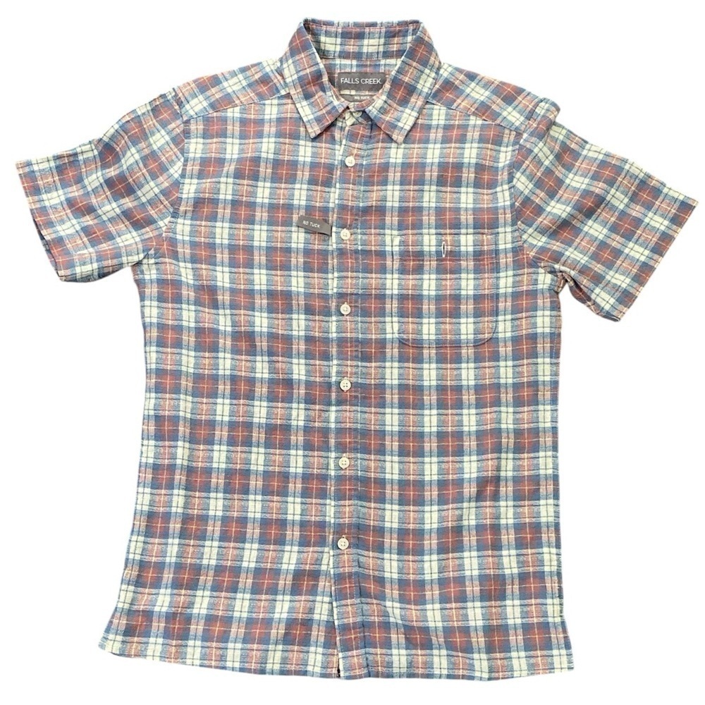 Falls Creek Men's Shirt Size Small Short Sleeve Button Up Textured Plaid NWT